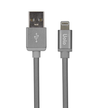 Uolo Link 2m Braided Lightning Charge & Sync Cable, Grey